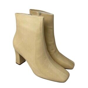 Vince Ankle Boots Size 8.5M Charli Patent Leather Macadamia Beige Women's NEW